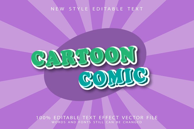 Vector efecto de texto editable cómico de dibujos animados en relieve estilo de dibujos animados