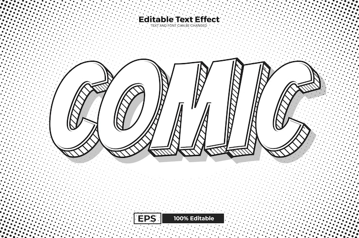 Vector efecto de texto editable cómico en estilo de tendencia moderno
