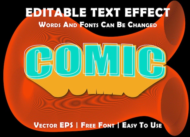 Efecto de texto editable cómico, plantilla de efecto de texto editable 3d