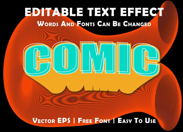 Vector efecto de texto editable cómico, plantilla de efecto de texto editable 3d