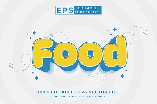 Efecto de texto editable Comida 3d Dibujos animados Lindo estilo de plantilla vector premium