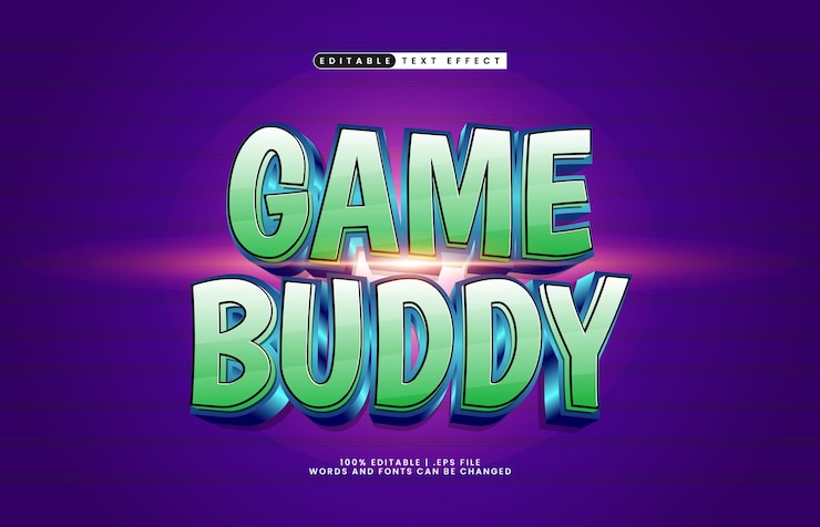 Vector efecto de texto editable de compañero de juego con un efecto de texto de juego y juego