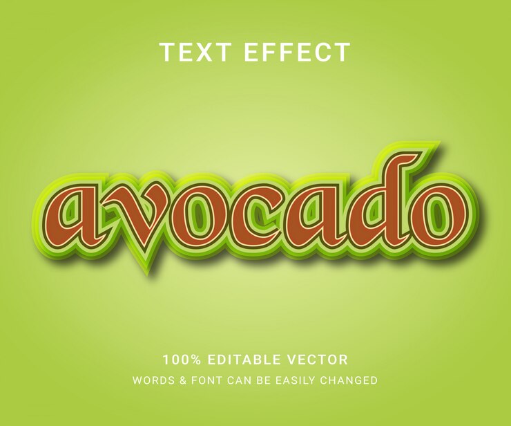 Vector efecto de texto editable completo de aguacate