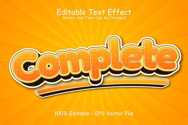Efecto de texto editable completo Estilo de dibujos animados en relieve en 3 dimensiones