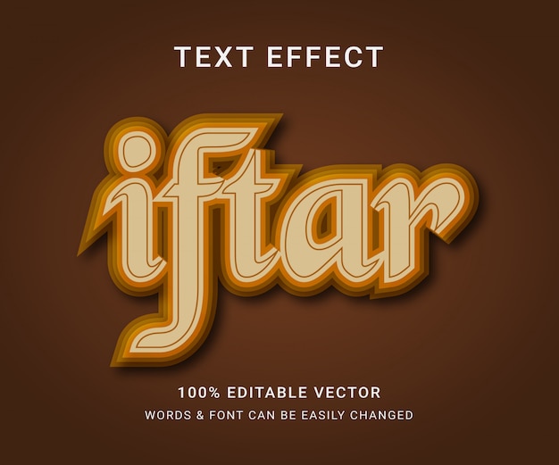 Vector efecto de texto editable completo de iftar