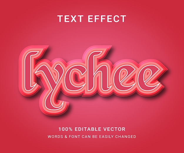 Vector efecto de texto editable completo de lychee