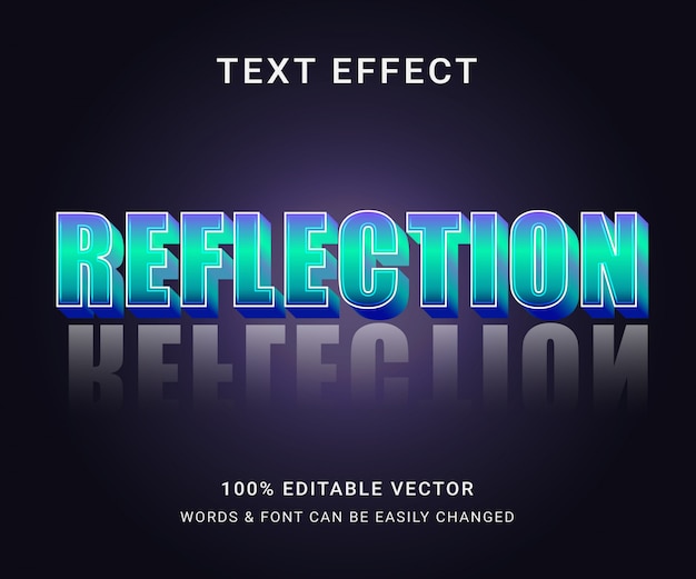 Vector efecto de texto editable completo de reflexión