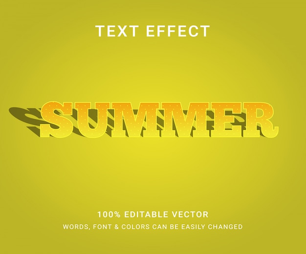 Vector efecto de texto editable completo de verano