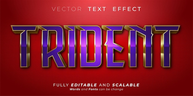 Efecto de texto editable concepto de estilo de fuente de efecto 3d trident