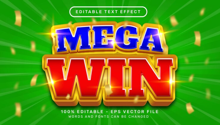 Vector efecto de texto editable concepto de estilo mega win 3d