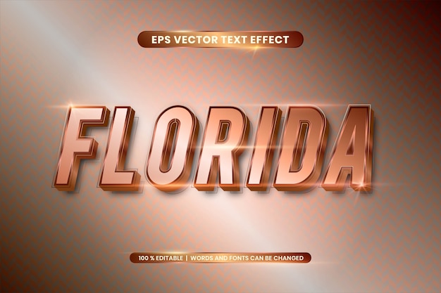 Vector efecto de texto editable - concepto de estilo de texto de oro rosa de florida