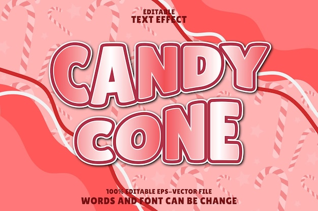 efecto de texto editable de cono de caramelo en relieve estilo moderno