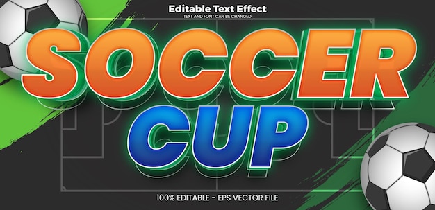 Vector efecto de texto editable de la copa de fútbol en el estilo de la tendencia moderna