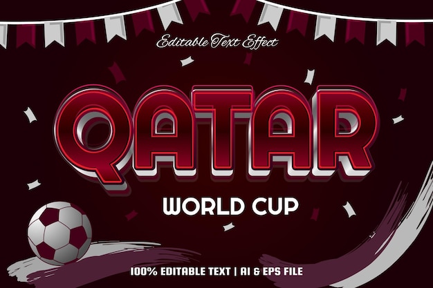 Vector efecto de texto editable de la copa del mundo de qatar estilo moderno