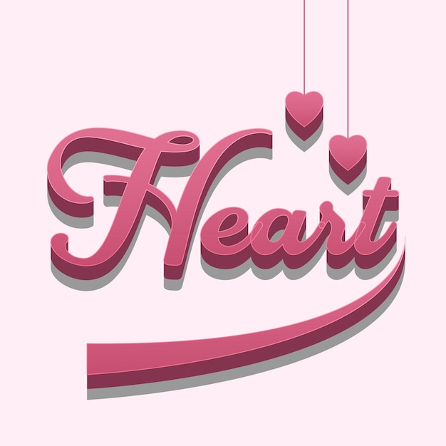 Vector efecto de texto editable en corazón 3d