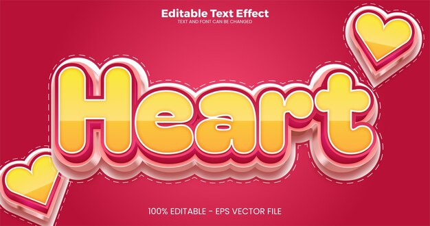 Efecto de texto editable de corazón en estilo de tendencia moderna