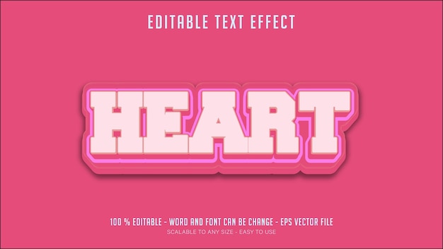 Efecto de texto editable de corazón