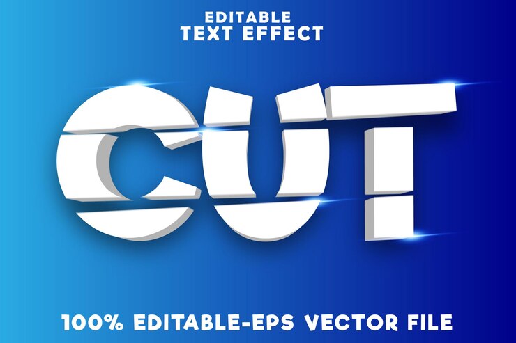 Vector efecto de texto editable cortado con un estilo moderno de corte simple