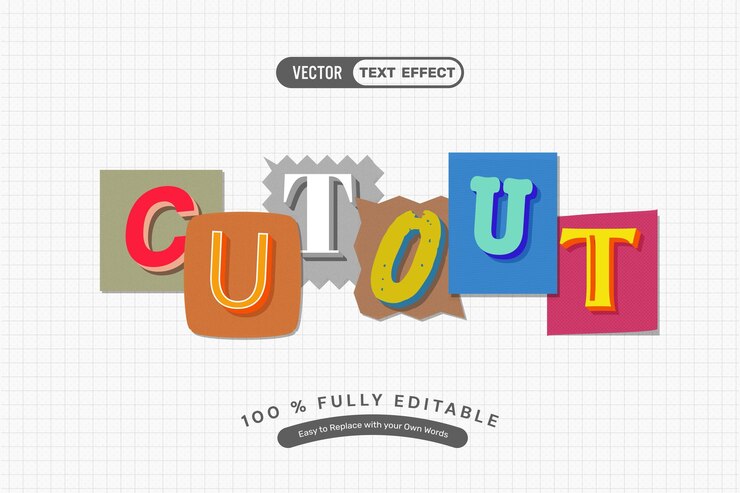 Vector efecto de texto editable para cortar el rescate