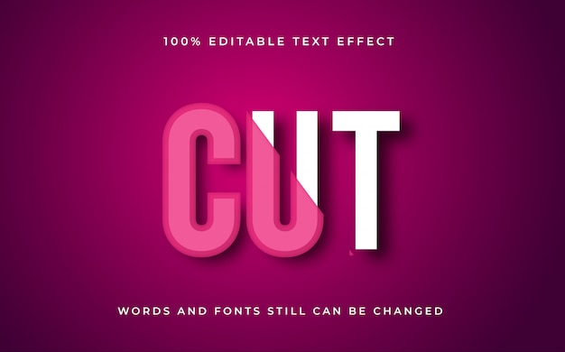 Efecto de texto editable de corte creativo