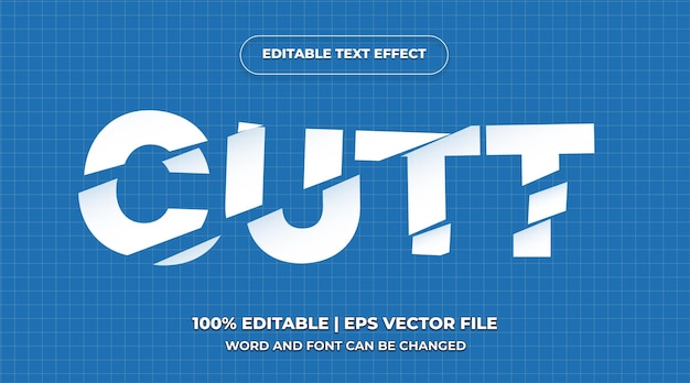 Vector efecto de texto editable de corte vectorial en el estilo de tendencia moderna