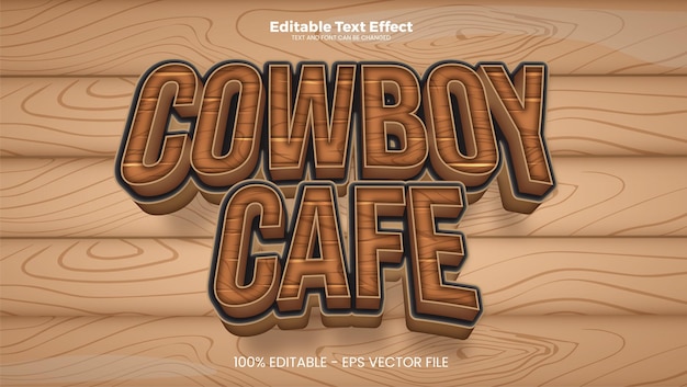 Efecto de texto editable Cowboy Cafe en estilo de tendencia moderna