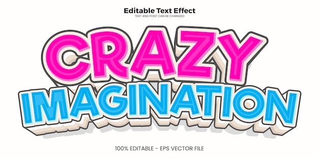 Efecto de texto editable Crazy Imagination en estilo de tendencia moderna