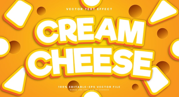 Efecto de texto editable de Cream Cheese plantilla adecuada para el tema de estilo Cheese