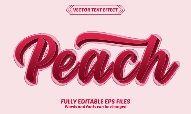 Vector efecto de texto editable creativo vector melocotón 3d, color rosa