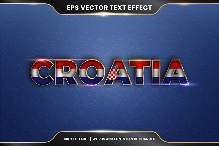 Vector efecto de texto editable - croacia con su bandera nacional del país