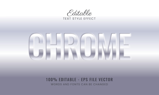 Efecto de texto editable cromado metálico y brillante con estilo neomorphsim Vector Premium