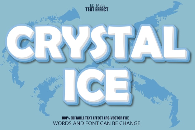 Efecto de texto editable crystal ice estilo de dibujos animados en 3d