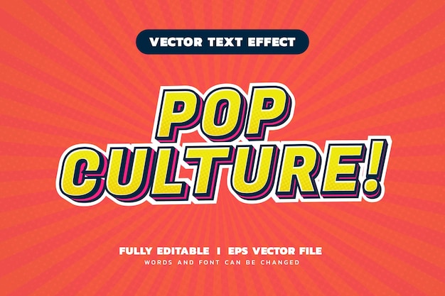 Vector efecto de texto editable de cultura pop.