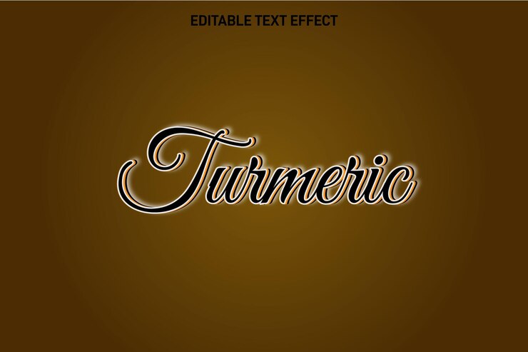 Vector efecto de texto editable de cúrcuma estilo simple en relieve de 3 dimensiones