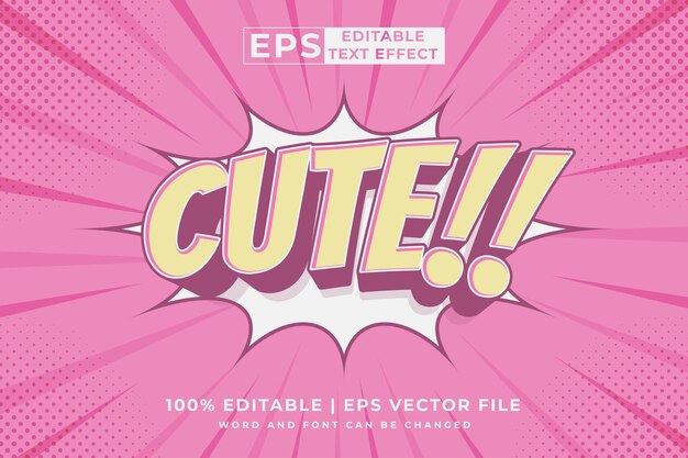 Efecto de texto editable Cute Comic 3d cartoon template style premium vector