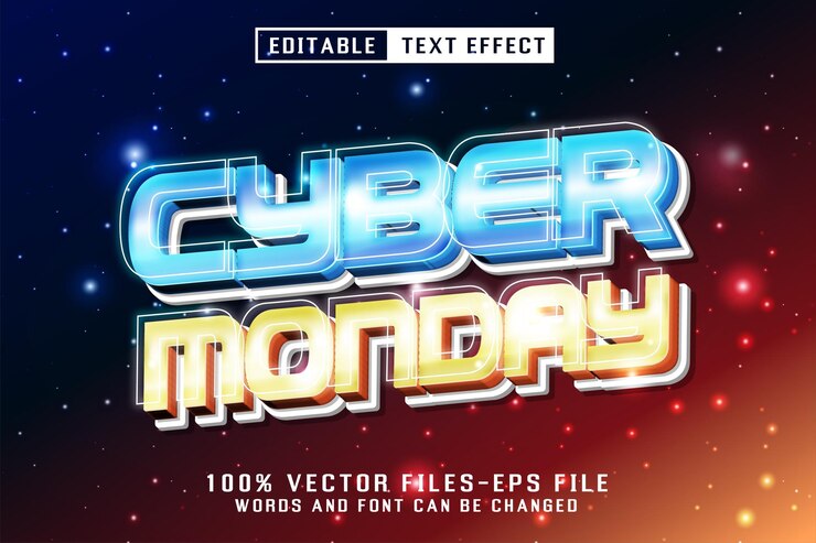 Vector efecto de texto editable cyber monday