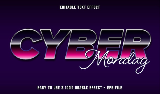 Efecto de texto editable cyber monday