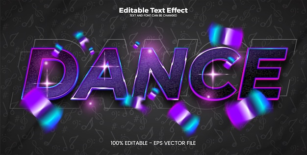 Efecto de texto editable de danza en estilo de tendencia moderna.