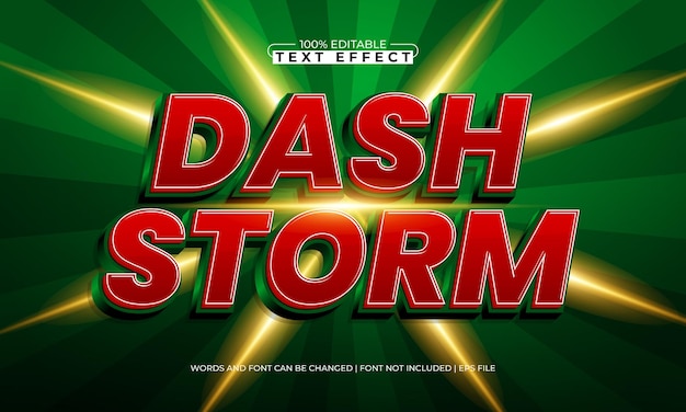 efecto de texto editable de dash storm con un estilo de texto rápido y rápido