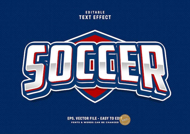 Efecto de texto editable de deportes clásicos con estilo de texto de fútbol