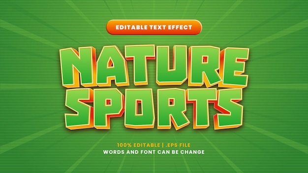 Efecto de texto editable de deportes de naturaleza en estilo moderno 3d
