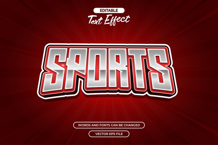 Vector efecto de texto editable deportivo con fondo rojo