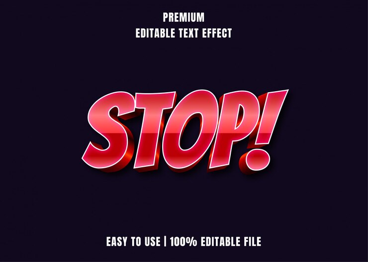 Vector efecto de texto editable: detener el estilo de fuente rojo