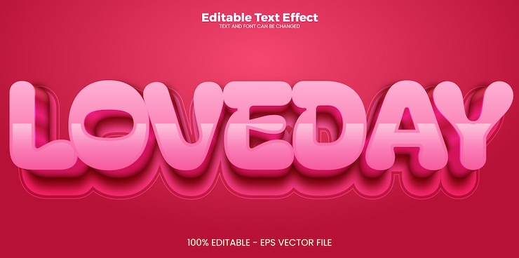 Vector efecto de texto editable para el día del amor al estilo de san valentín
