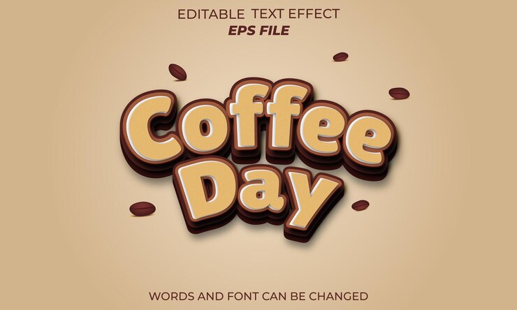 Vector efecto de texto editable del día del café estilo de fuente 3d uso para plantilla vectorial de logotipo y marca comercial