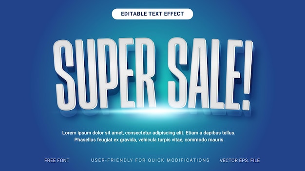 Efecto de texto editable del día de descuento de súper venta en el vector de banner de rayos solares
