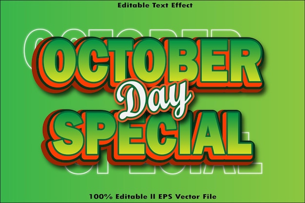 Efecto de texto editable para el día especial de octubre