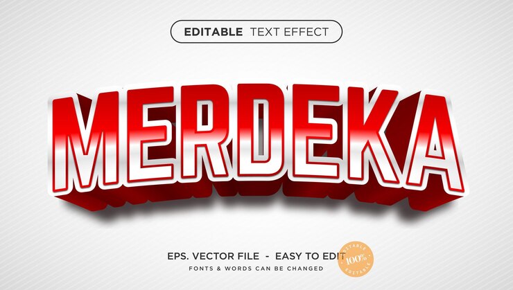 Vector efecto de texto editable del día de la independencia de indonesia 3d