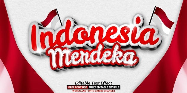 Efecto de texto editable del día de la independencia de merdeka de indonesia