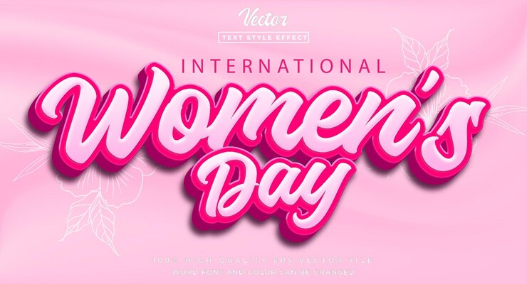 Vector efecto de texto editable para el día internacional de la mujer